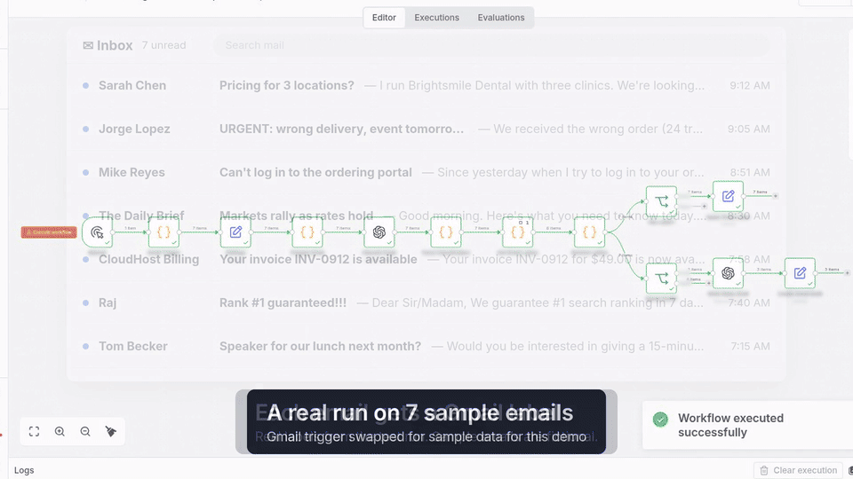 AI Inbox Triage workflow demo